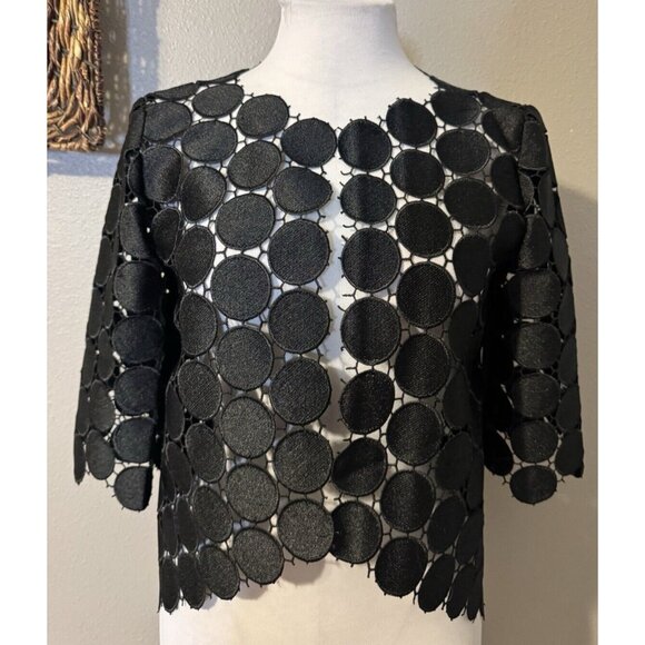 Anthropologie Iren Klairie Black Lace Jacket Top 36 US 4 Cut Out Circles NWT - Picture 3 of 13